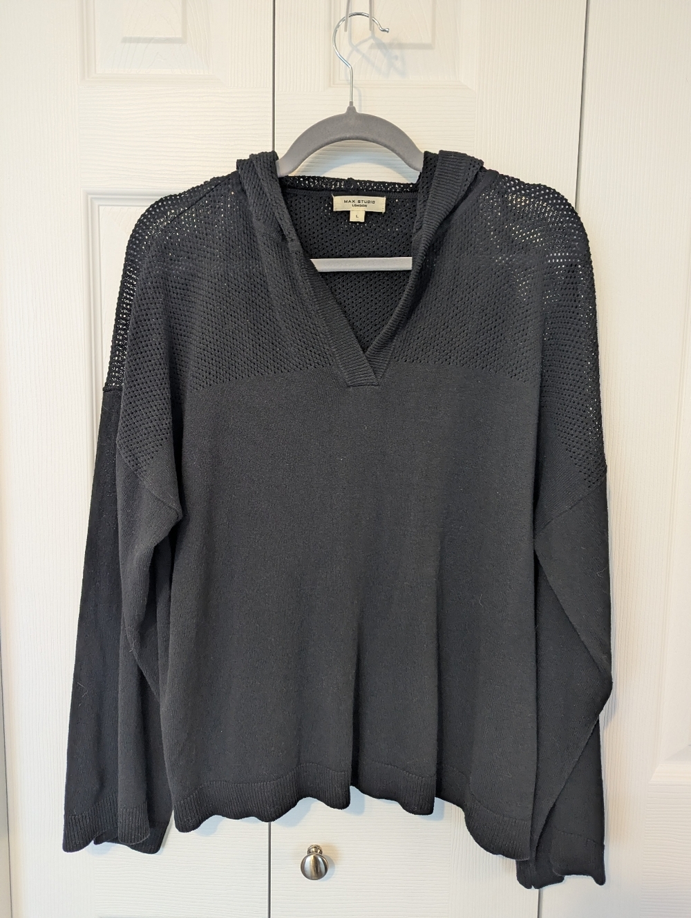 Max Studio Hooded Sweater, Black Large